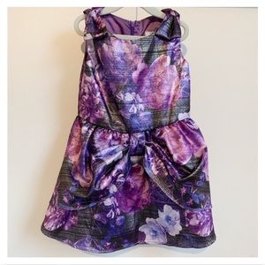 DORISSA Gorgeous Floral Black Purple Dress Metalli
